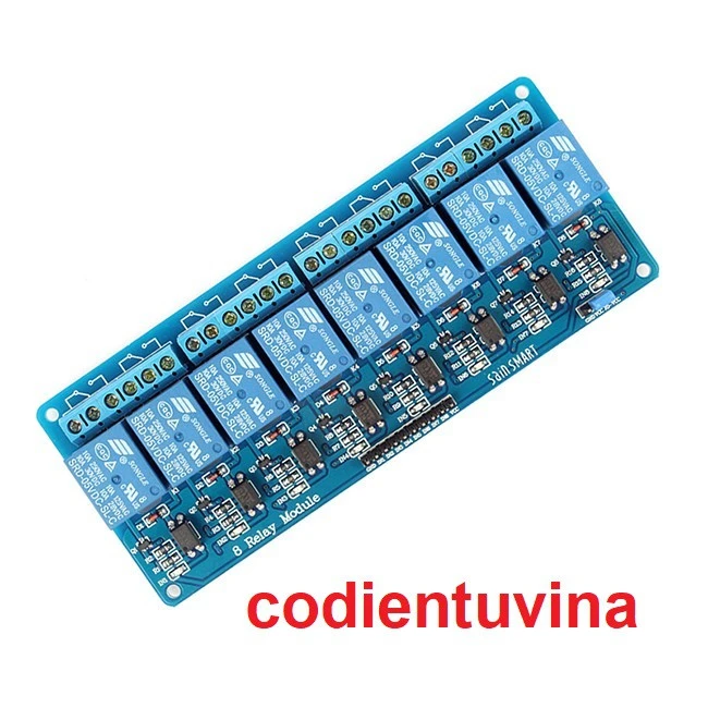 Module 8 relay 5V kích mức Thấp với Opto cách ly (màu xanh)